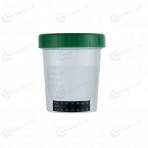 Recipiente para muestra de orina de 60 ml con tira de temperatura, tapón de rosca, embalaje individual